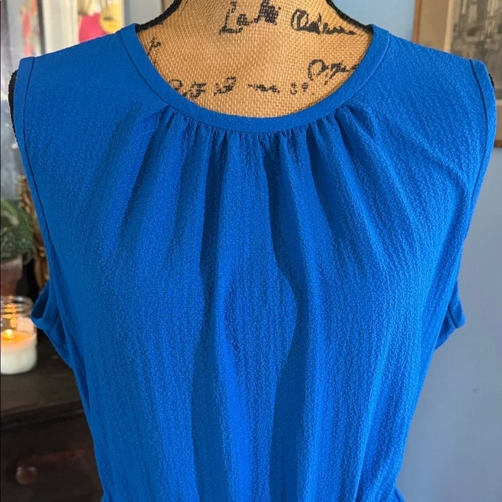 Calvin Klein Sleeveless Tiered Dress in Capri Blue Size 16